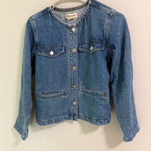 Madewell Collarless Denim Jacket Size S